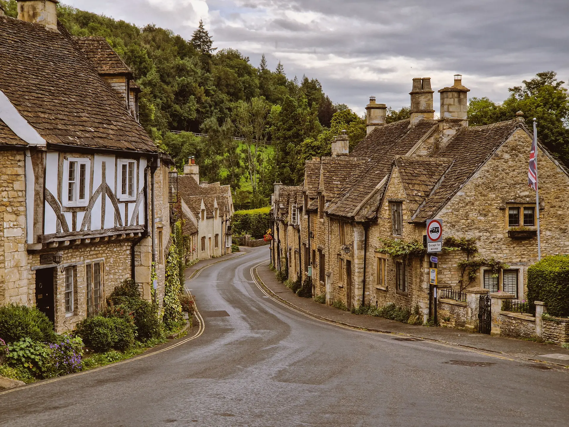 Historic stone street in Castle Combe village
