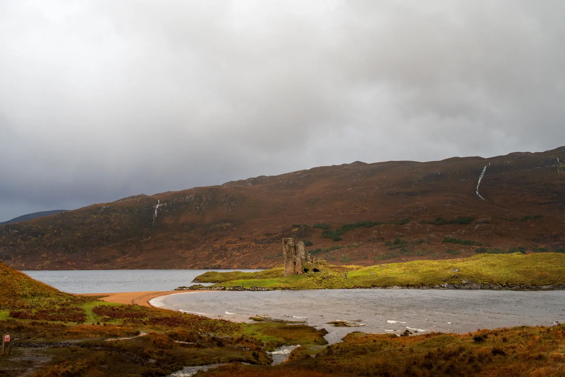 Ardvreck Castle ruins overlooking Loch Assynt, Scotland