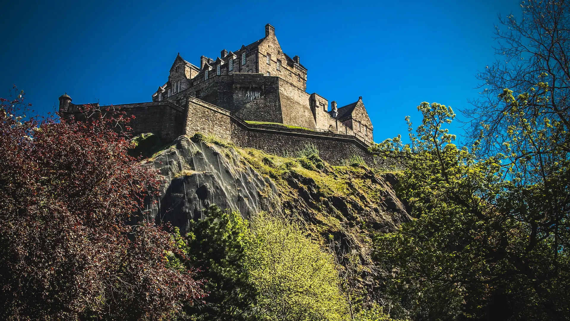 Rocky crags and castle heights in Scotland