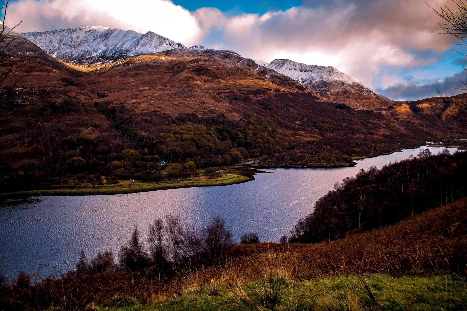 Loch side mountain reflection in the Scottish Highlands